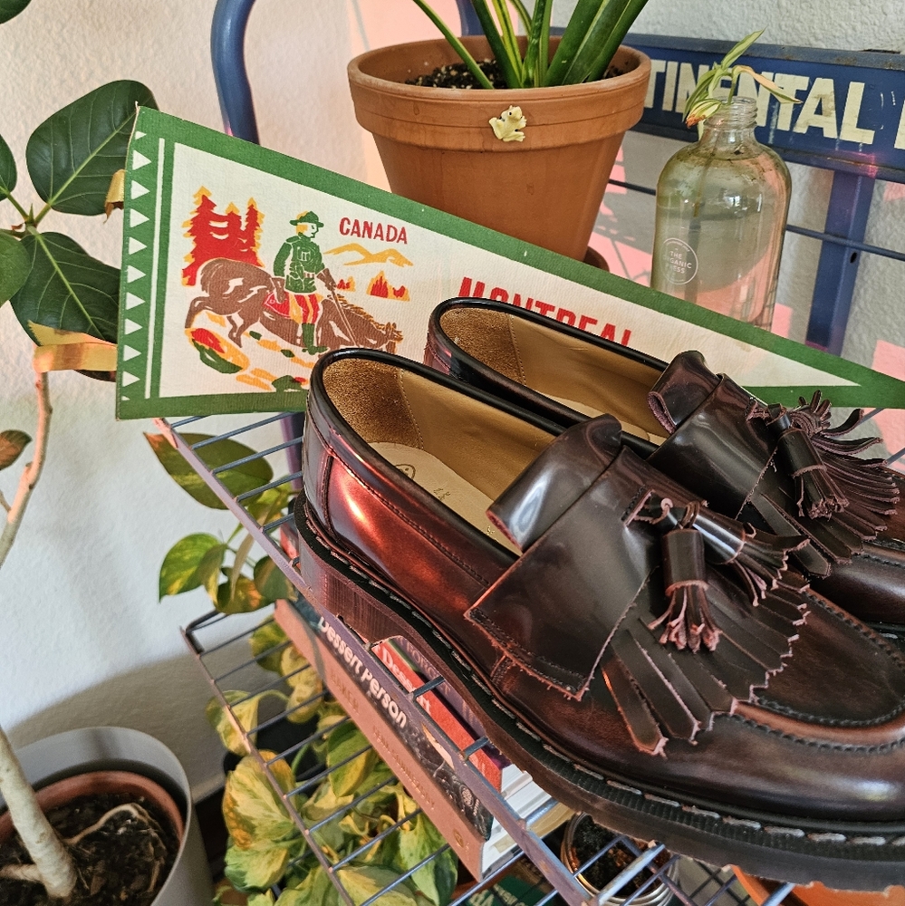 Burgundy Rub-Off Tassel Loafer - SOLOVAIR UK 6 EU 39 US W8 Shoe